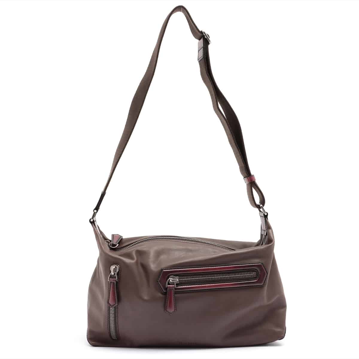 Berluti Crioso Leather Shoulder bag Red x brown