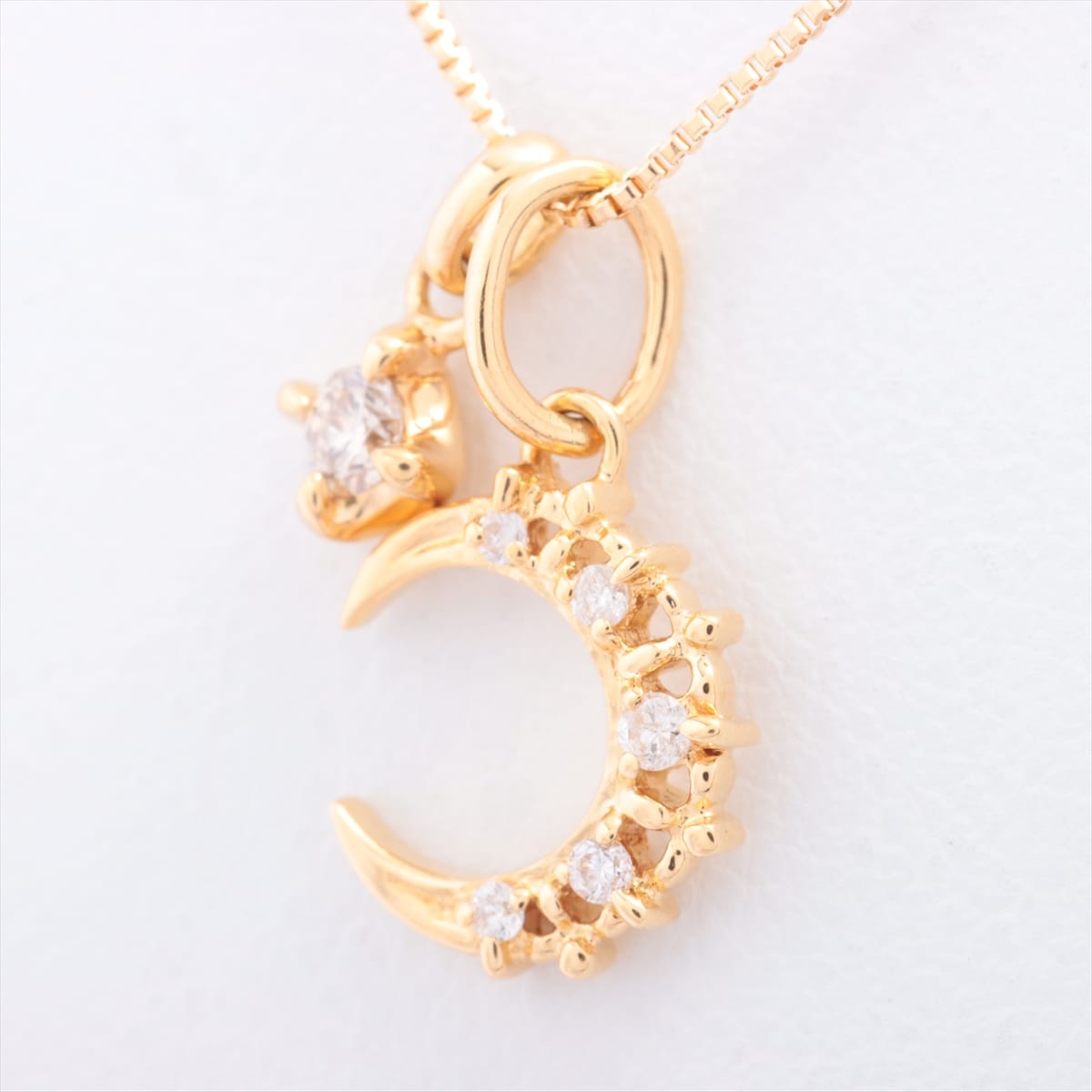Aget agete diamond Charm Necklace K18YG Total 0.075ct