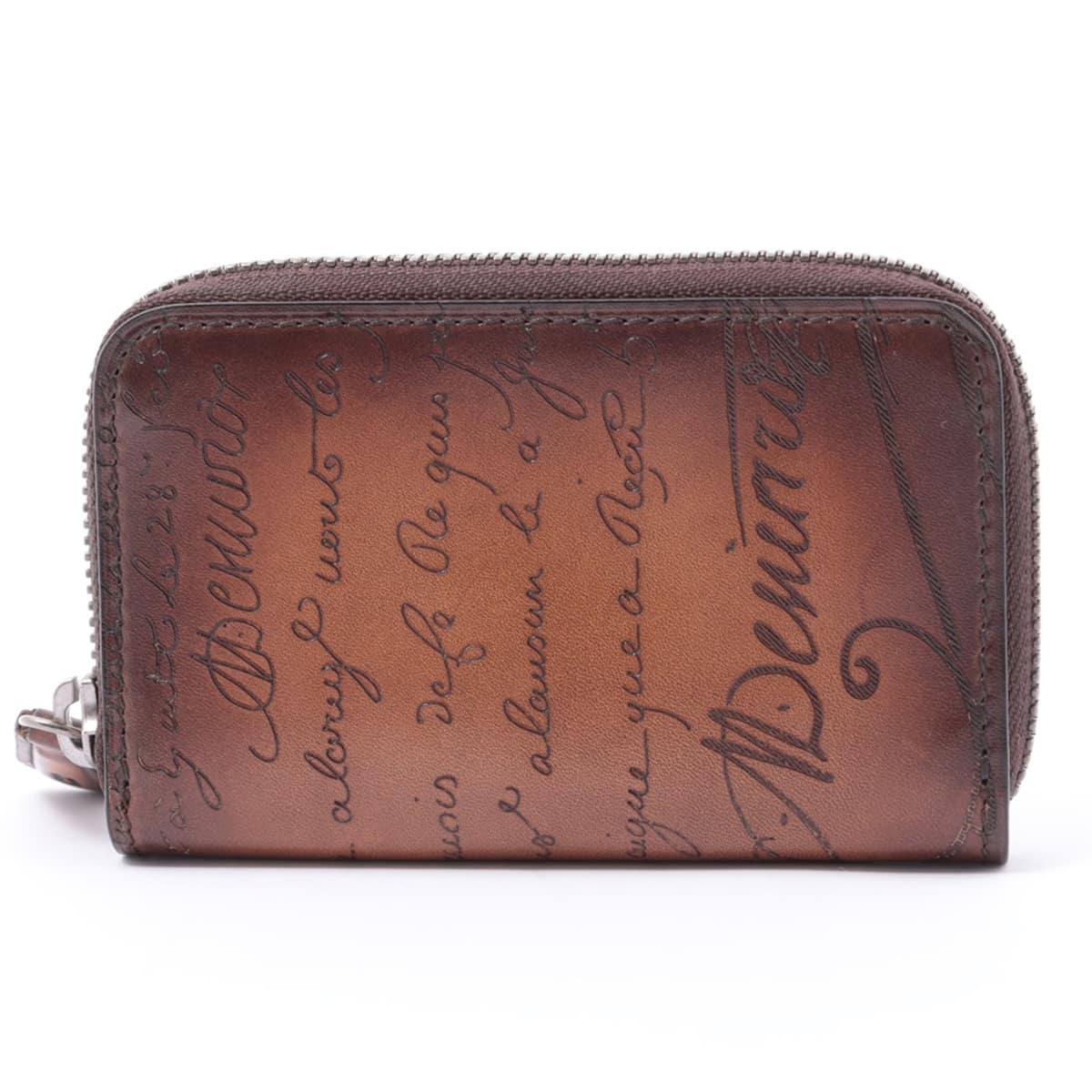 Berluti Calligraphy Leather Key Case Brown