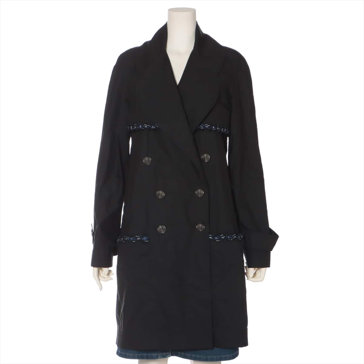Chanel Coco Button P48 Cotton Trench coat 38 Ladies' Black