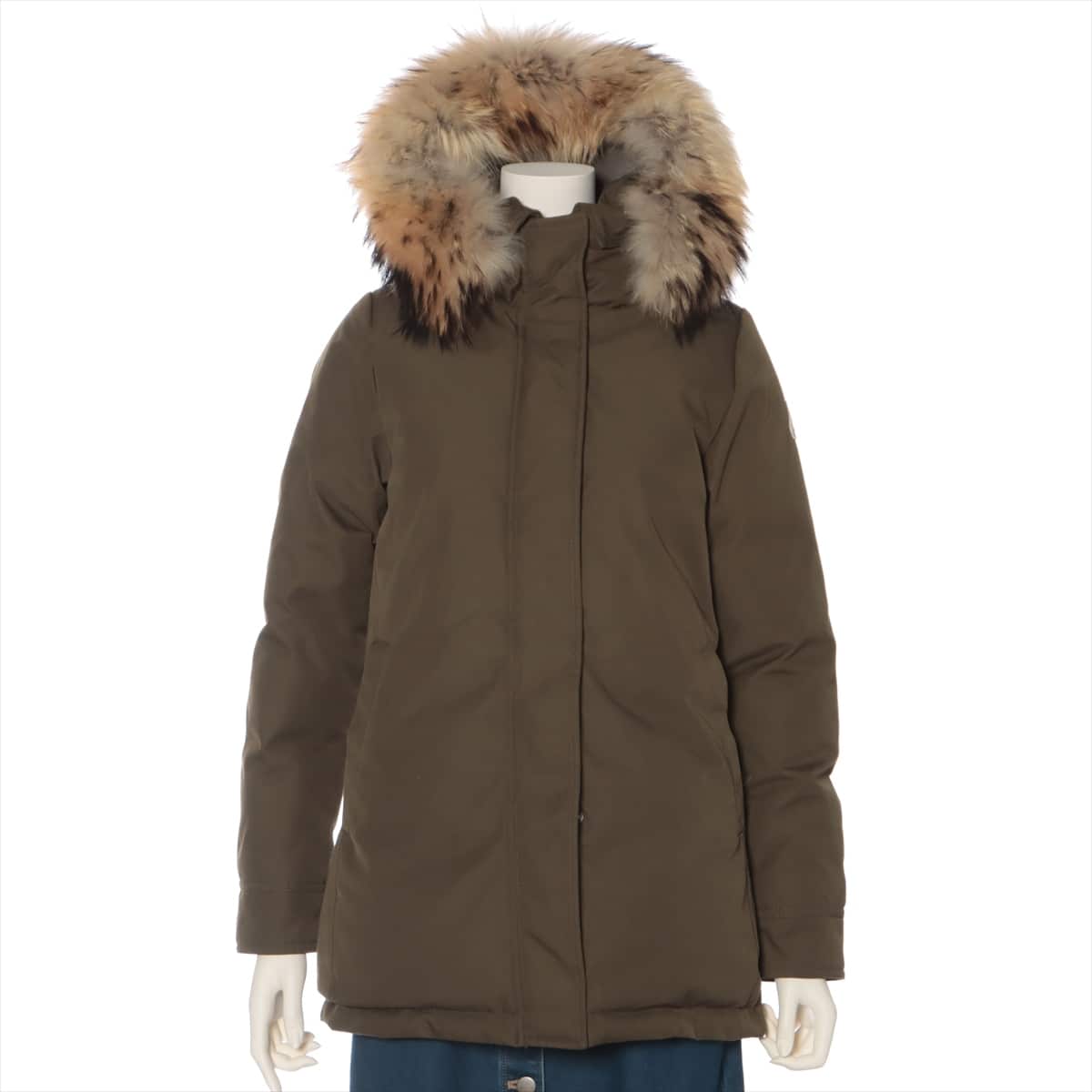 Pyrenex Polyester Down jacket 36 Ladies' Khaki  BORDEAUX With fur