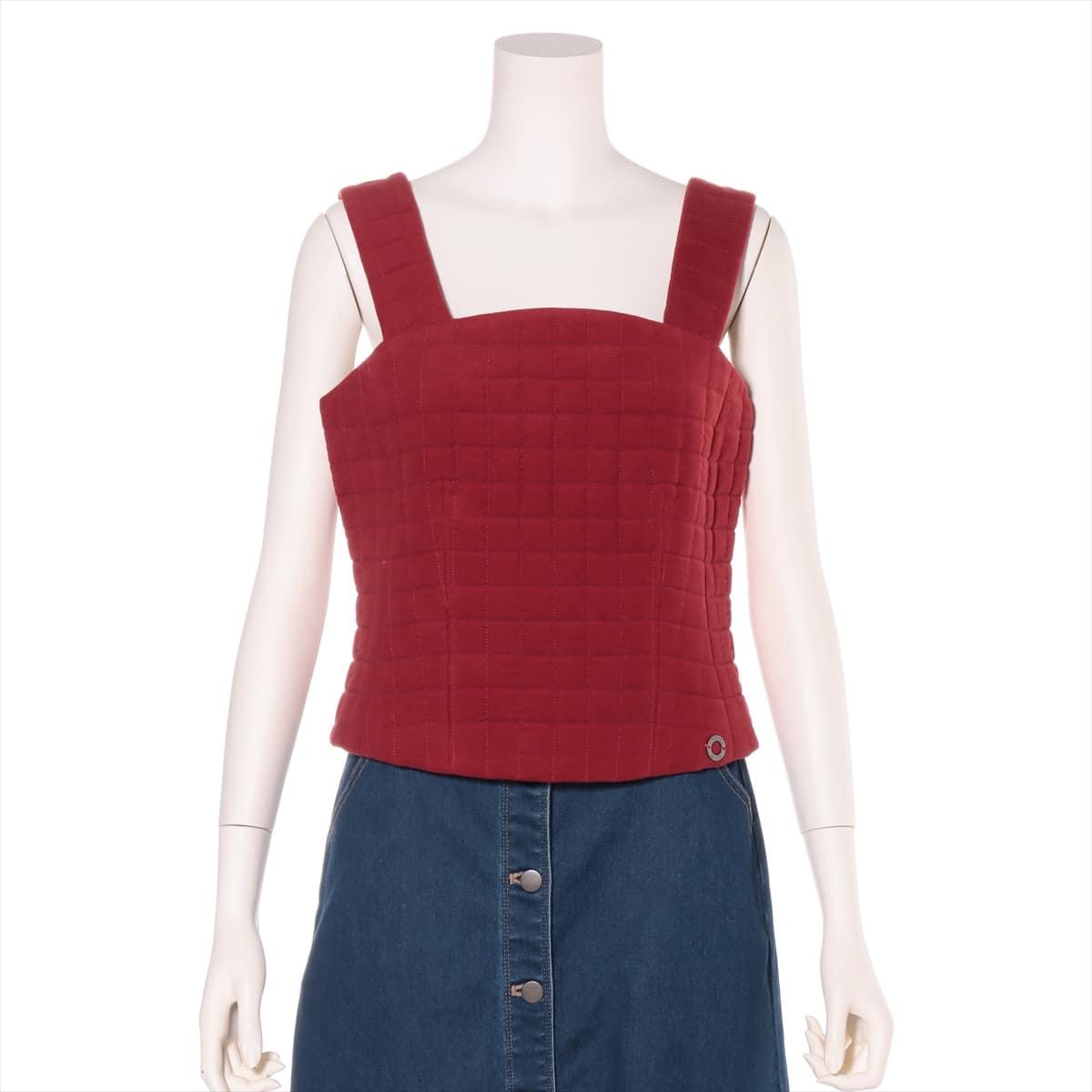 Chanel 00T Cotton & Polyester Bustier 42 Ladies' Red  There is some stickiness on the zip