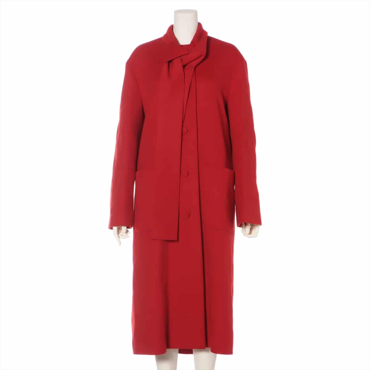 Gucci Wool Long coat 44 Ladies' Red  Ribbon tie