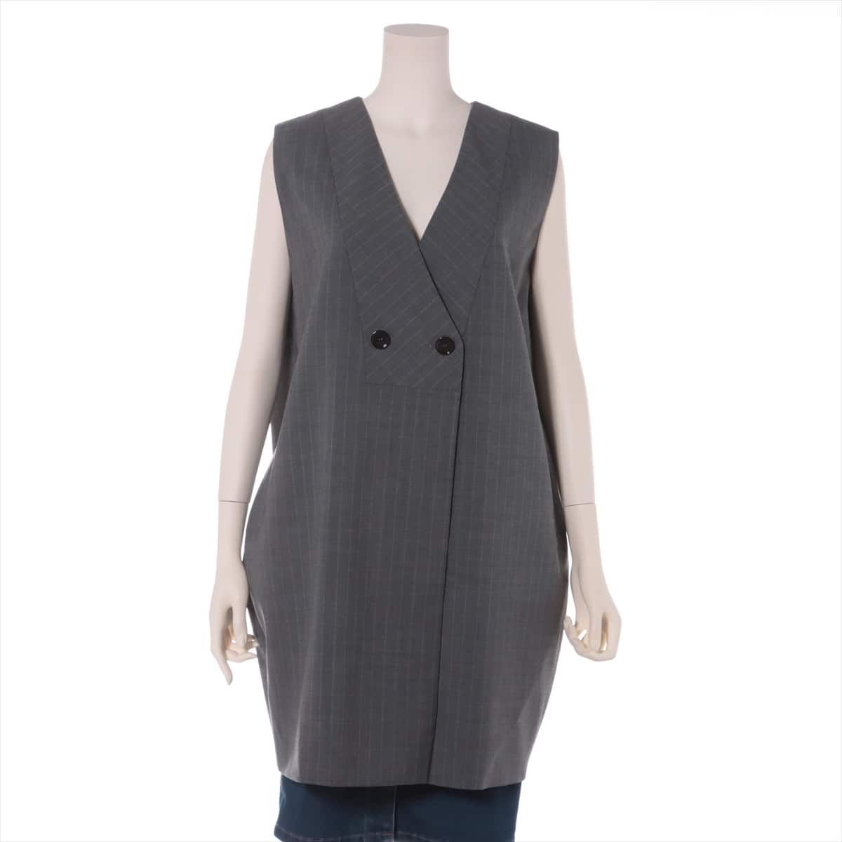 MM6 20 years Wool & Polyester Vest 38 Ladies' Grey  Stripe Gilet