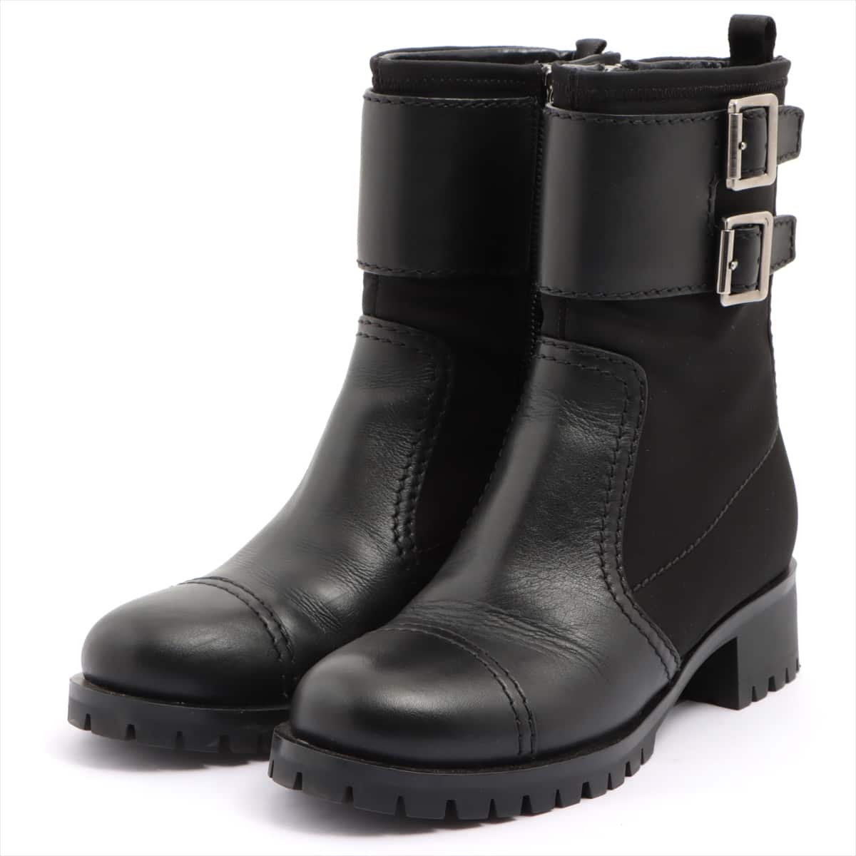 Prada Sport Nylon & Leather Short Boots 35.5 Ladies' Black