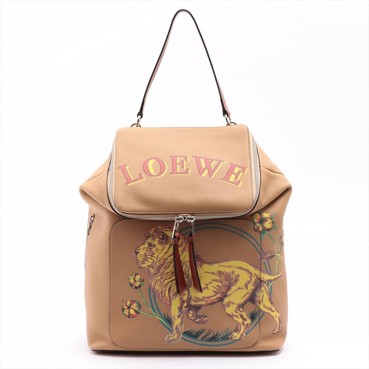 Loewe Goya Lion Leather Backpack Brown 313.09.S53