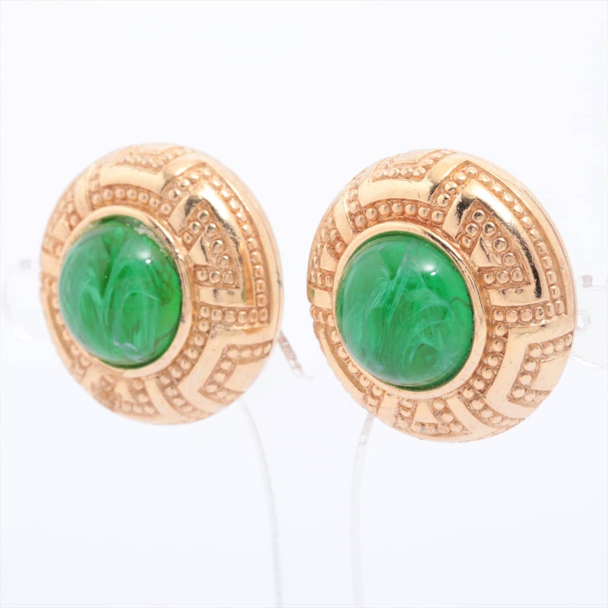 Christian Dior Earrings (for both ears) GP Gold Color stone