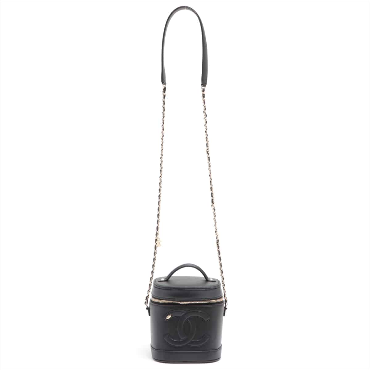 Chanel Coco Mark Lambskin Vanity bag Chain shoulder Black Gold Metal fittings 28th