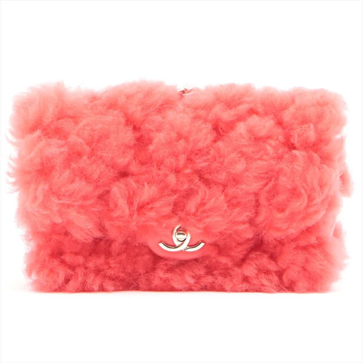 Chanel Matelasse Shearing × Lambskin Single flap Single chain handbag Red Pink gold hardware 28th
