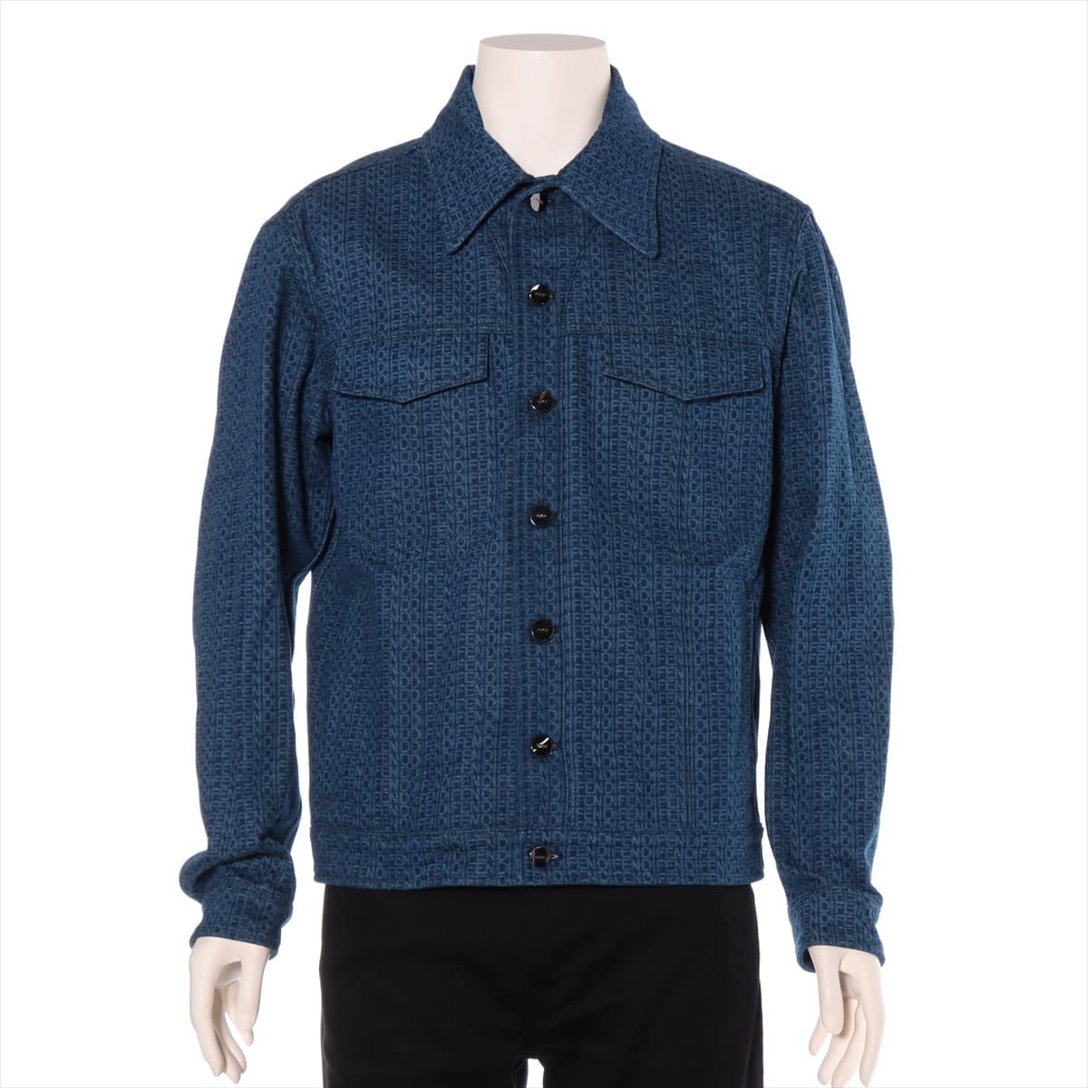 Fendi 20SS Cotton Denim jacket 46 Men's Navy blue  Logo total handle