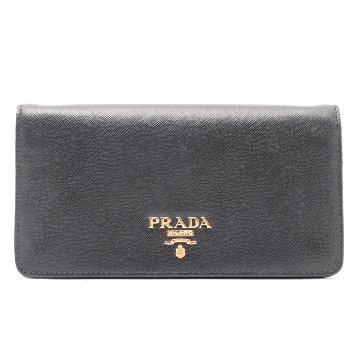 Prada Leather Chain wallet Black 1DH029