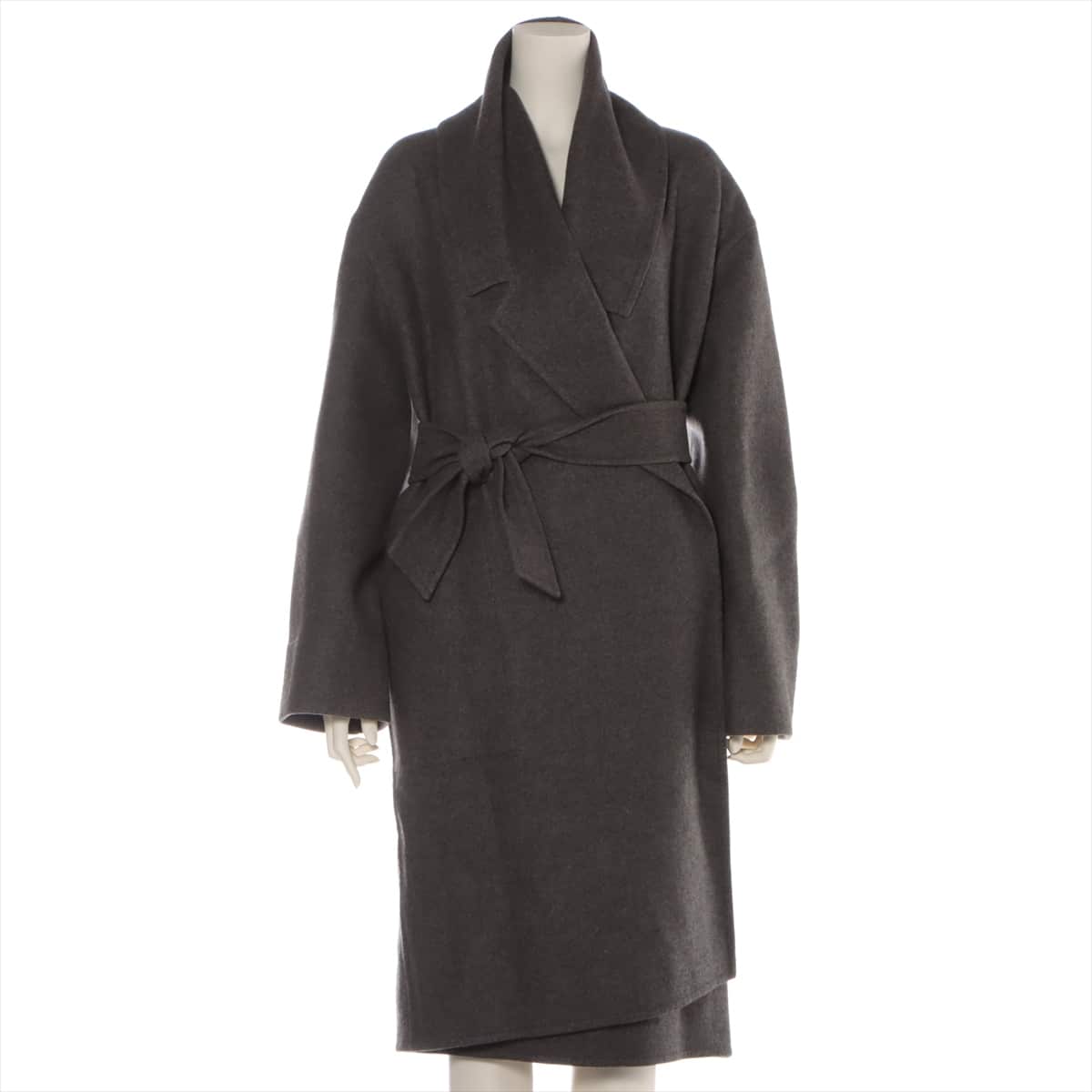 Hermès Cashmere Long coat 36 Ladies' Grey  belted