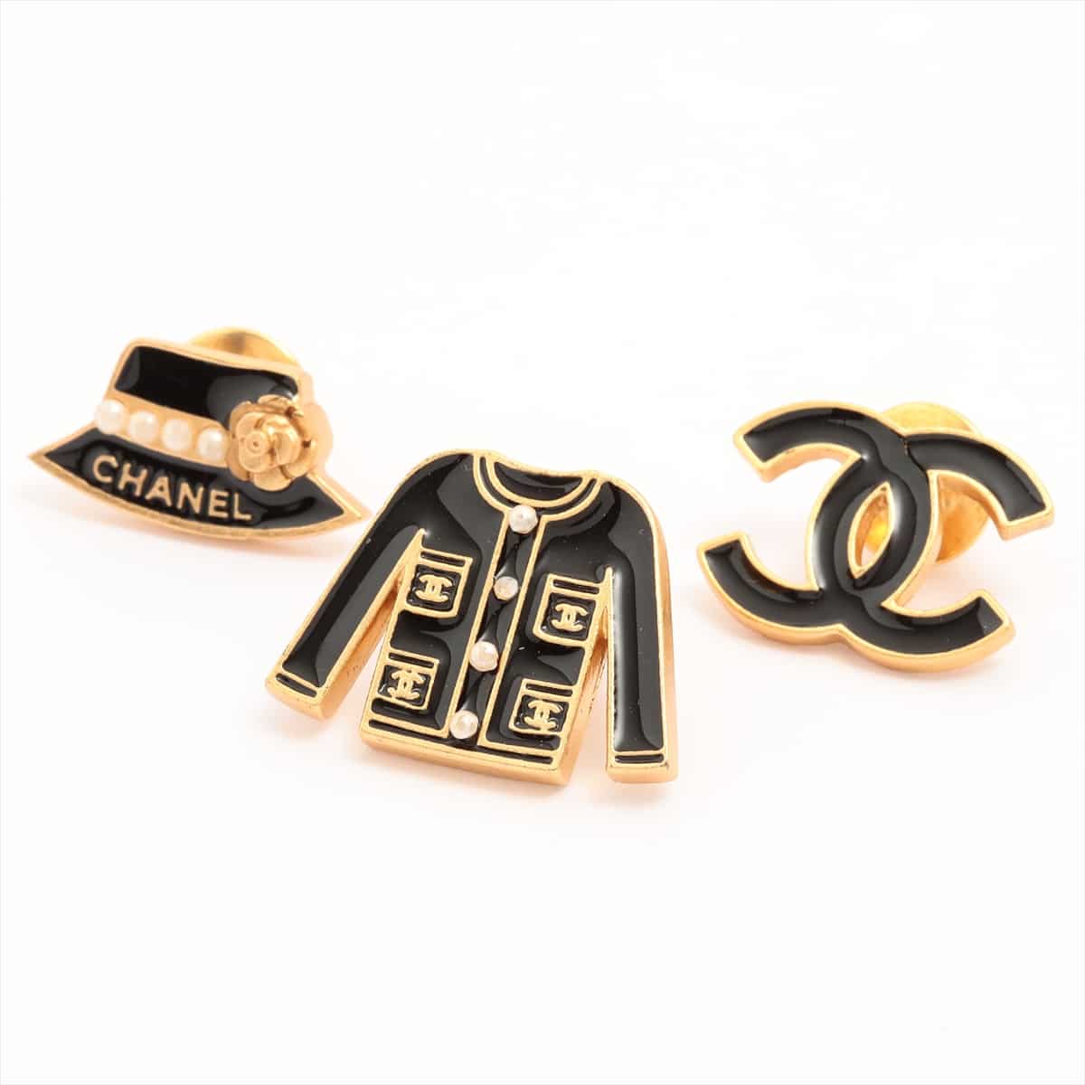 Chanel 02A Brooch GP Gold Set of 3