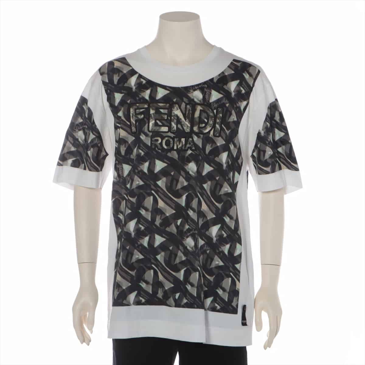 Fendi 19-year Cotton T-shirt XL Men's White  spiral print FY0936ABP2F0TY6
