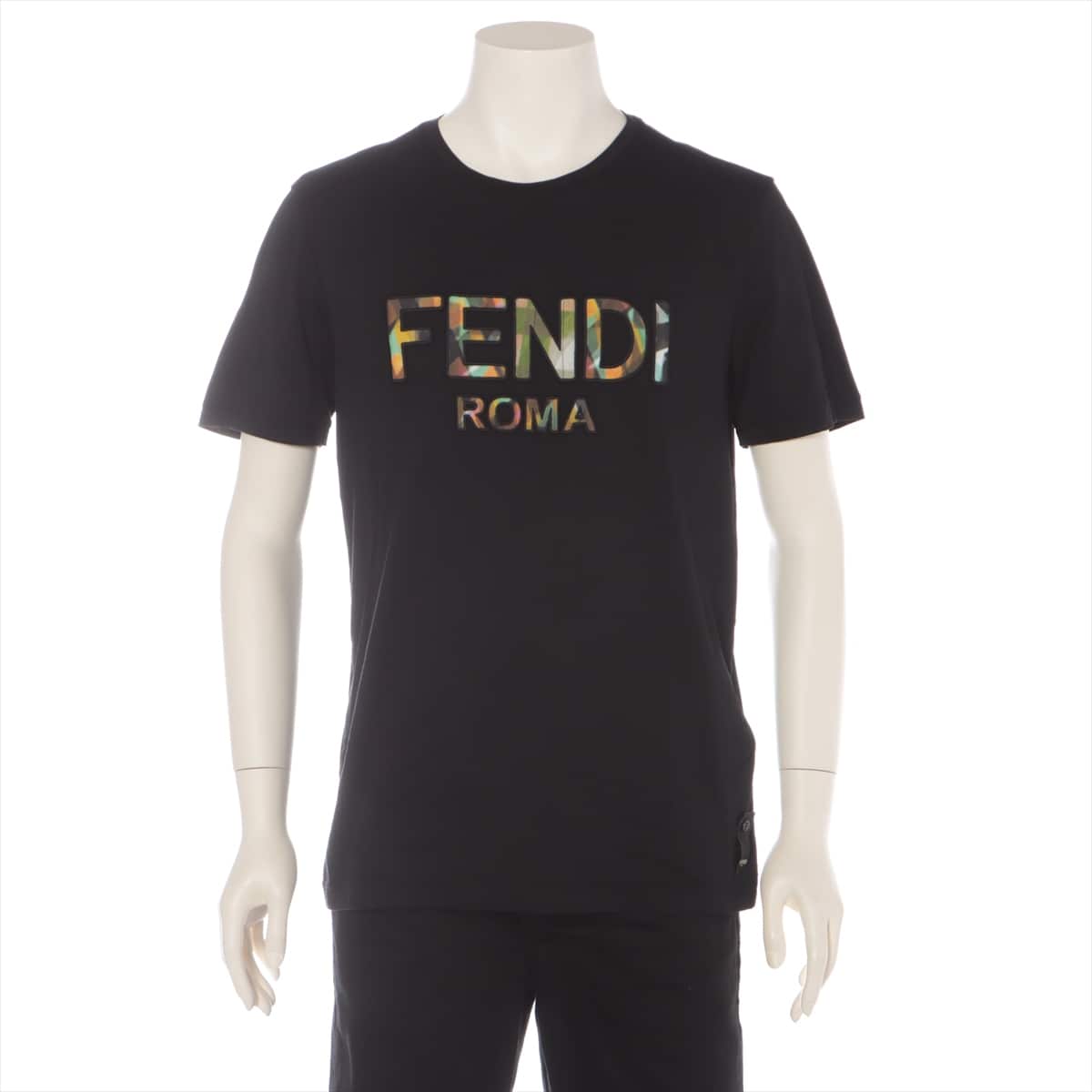 Fendi 19-year Cotton T-shirt L Men's Black  spirals Camouflage graphic