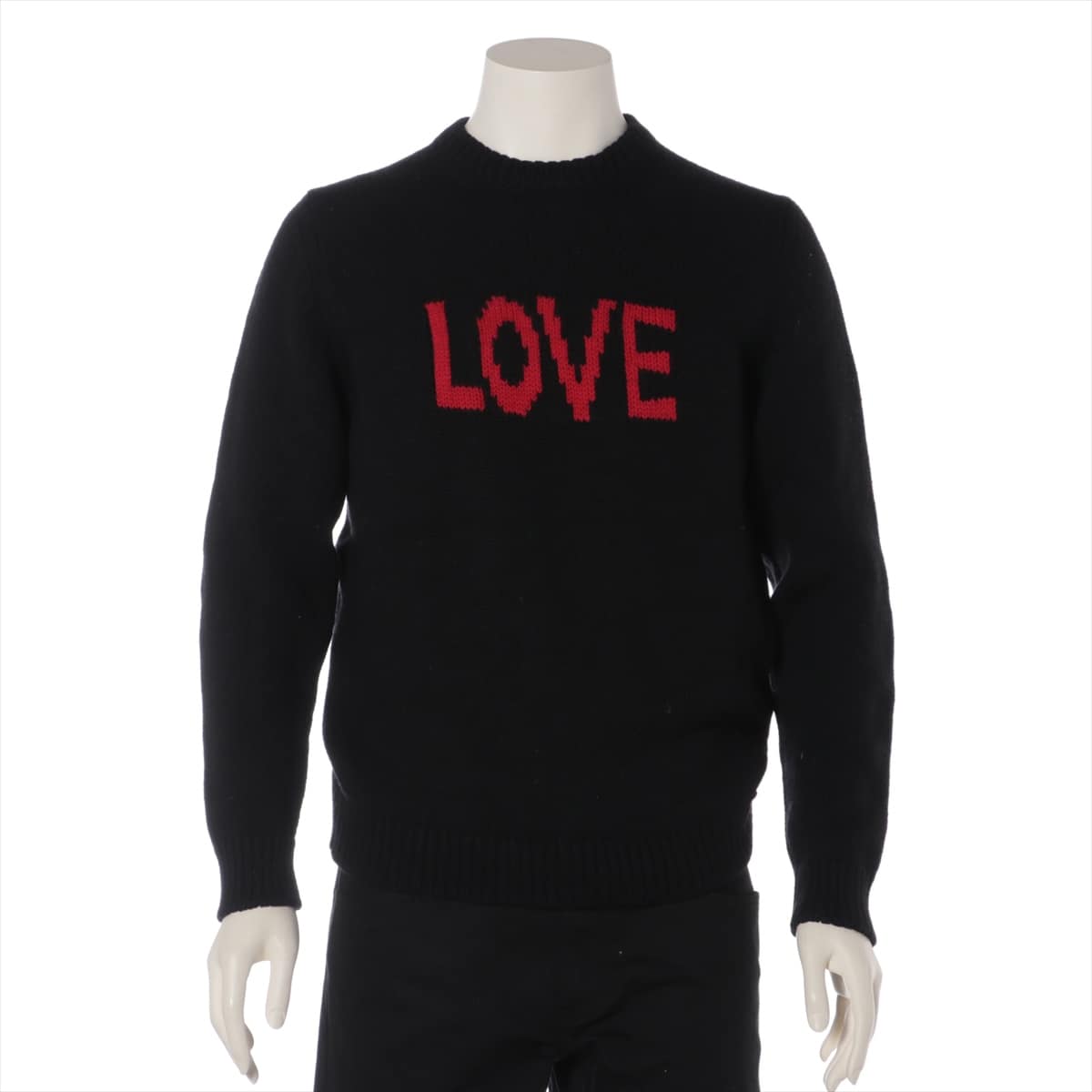 Fendi 17 years Wool Knit 48 Men's Black  LOVE logo
