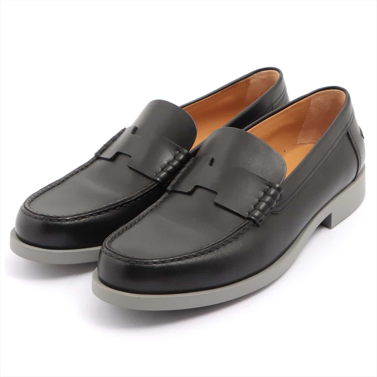 Hermès Leather × Rubber Loafer 42.5 Men's Black