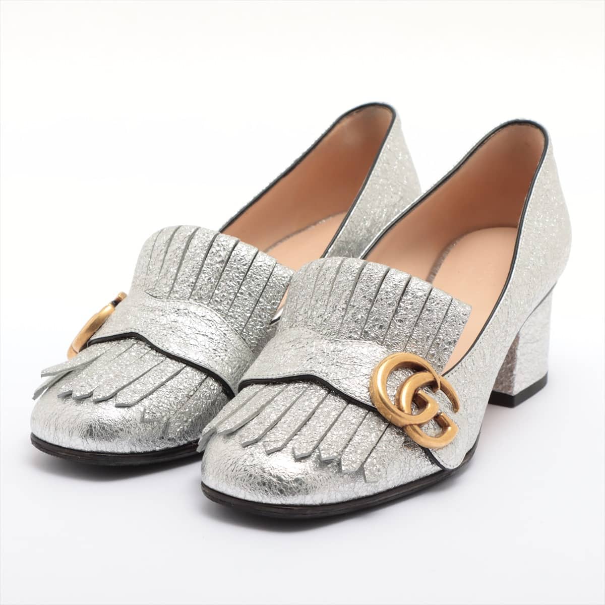 Gucci GG Marmont Leather Pumps 35 Ladies' Silver Fringe Sole repair