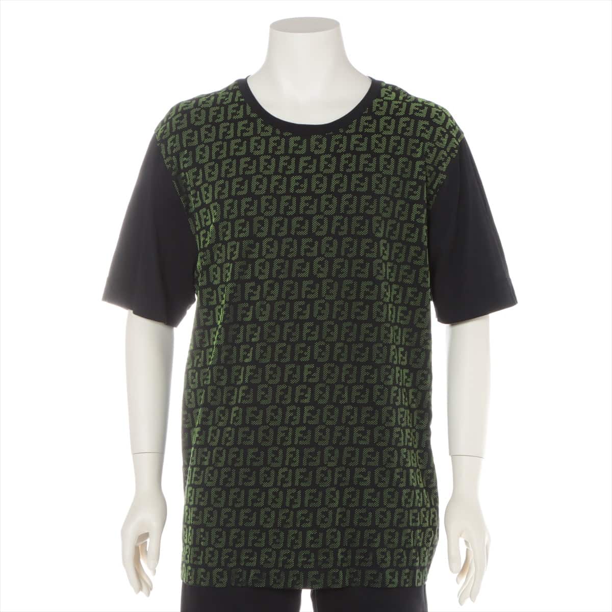 Fendi ZUCCa Cotton T-shirt L Men's Green x black