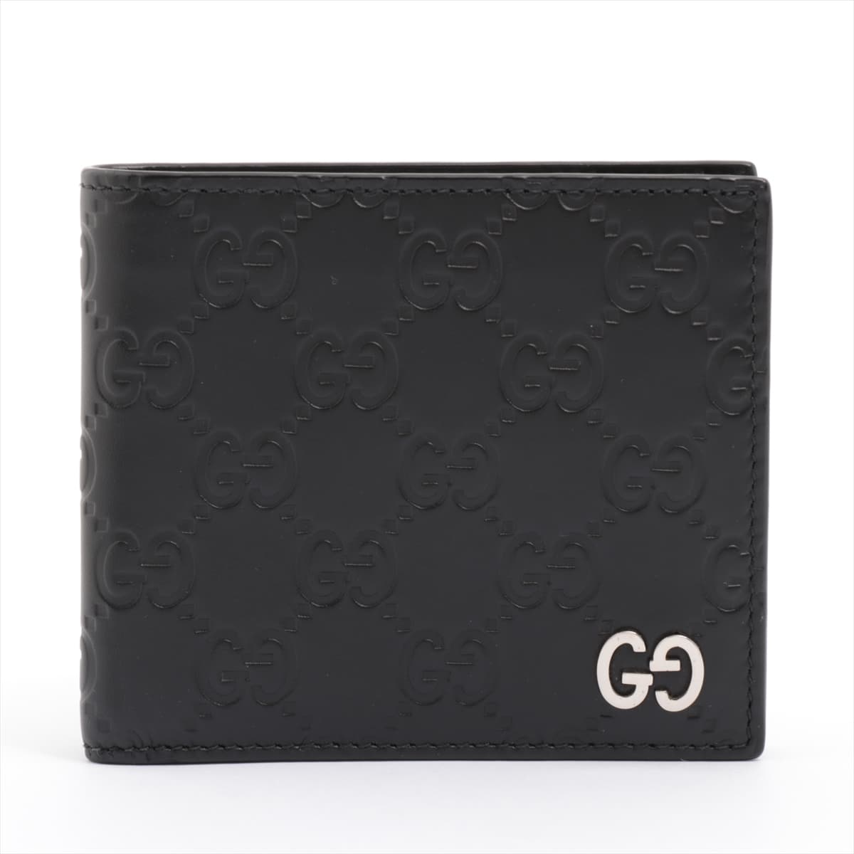 Gucci GG Metal Guccissima 473922 Leather Wallet Black