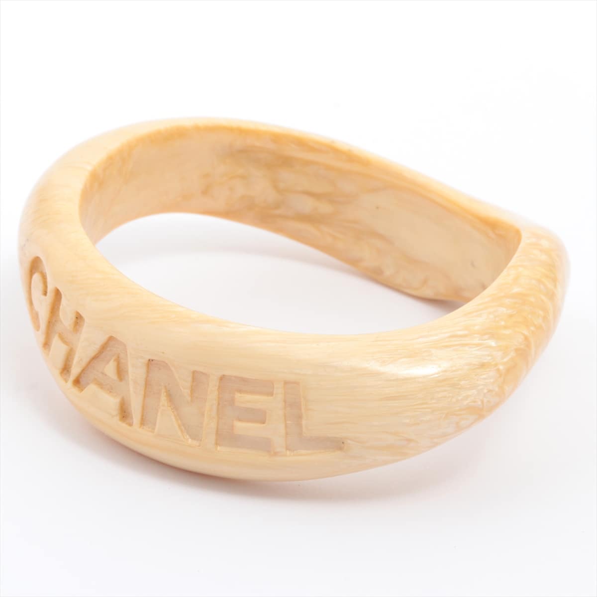 Chanel Logo 96C Bangle Plastic Beige