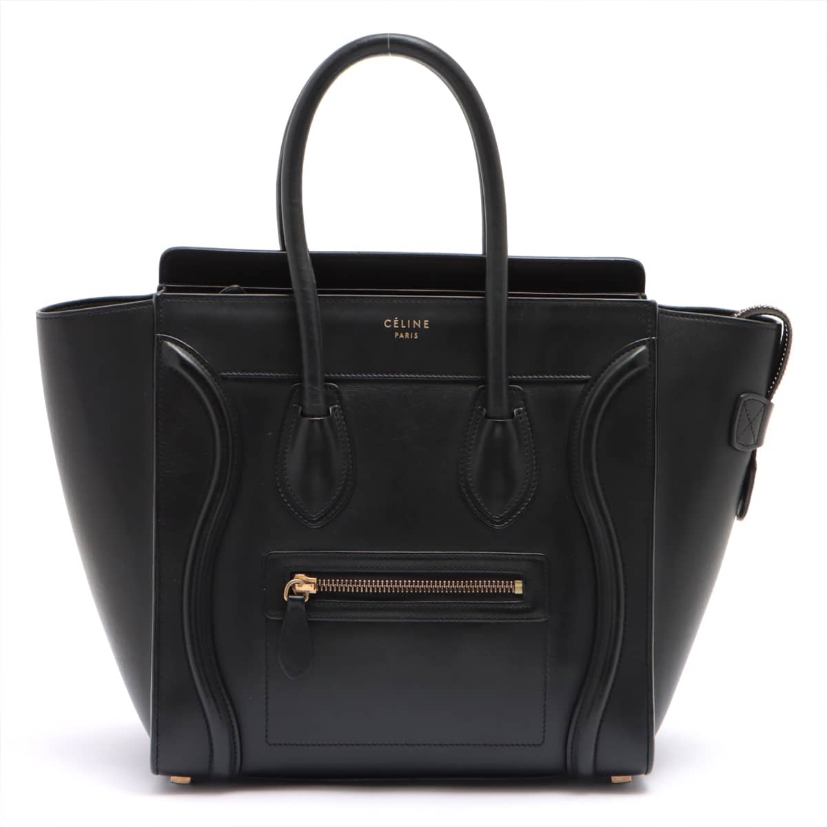 CELINE Luggage Micro Shopper Leather Hand bag Black