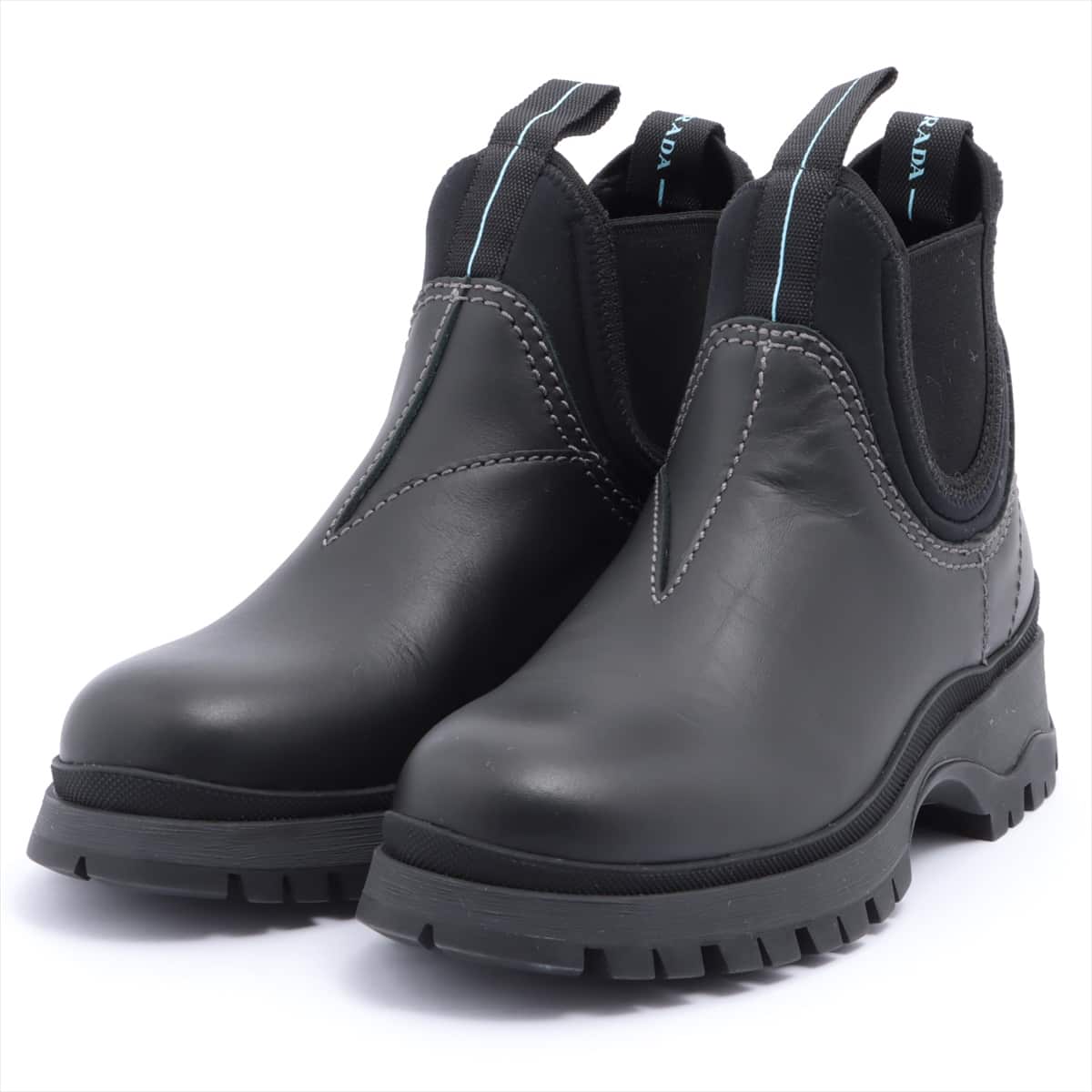 Prada Leather Side Gore Boots 35 1/2 Ladies' Black 1T9561