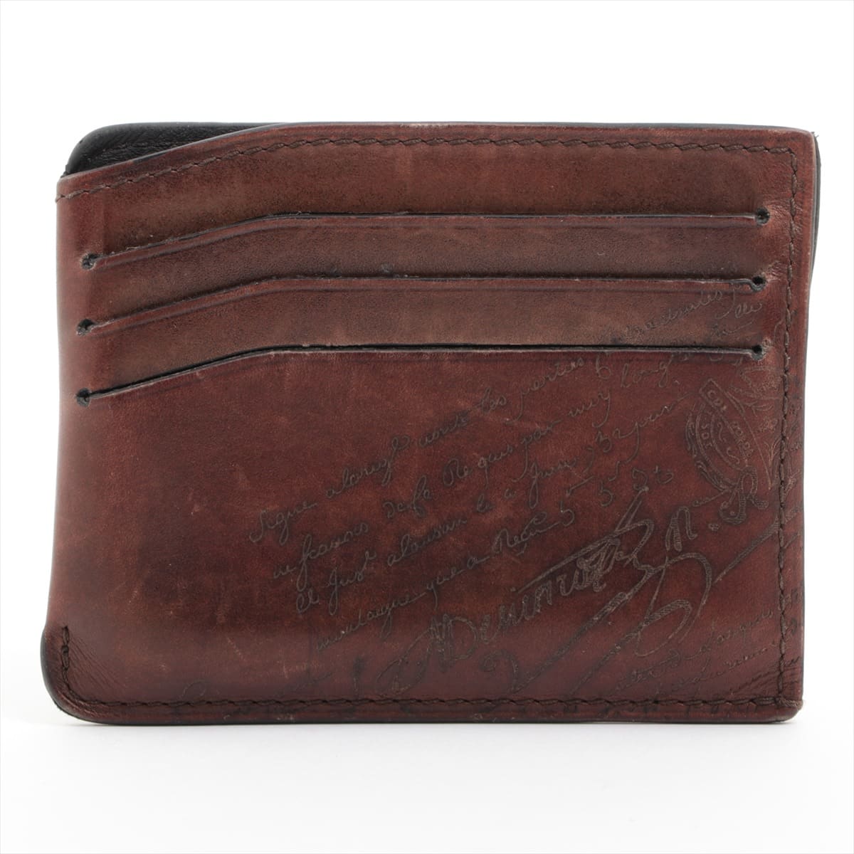 Berluti Calligraphy Leather Pass Holder Brown