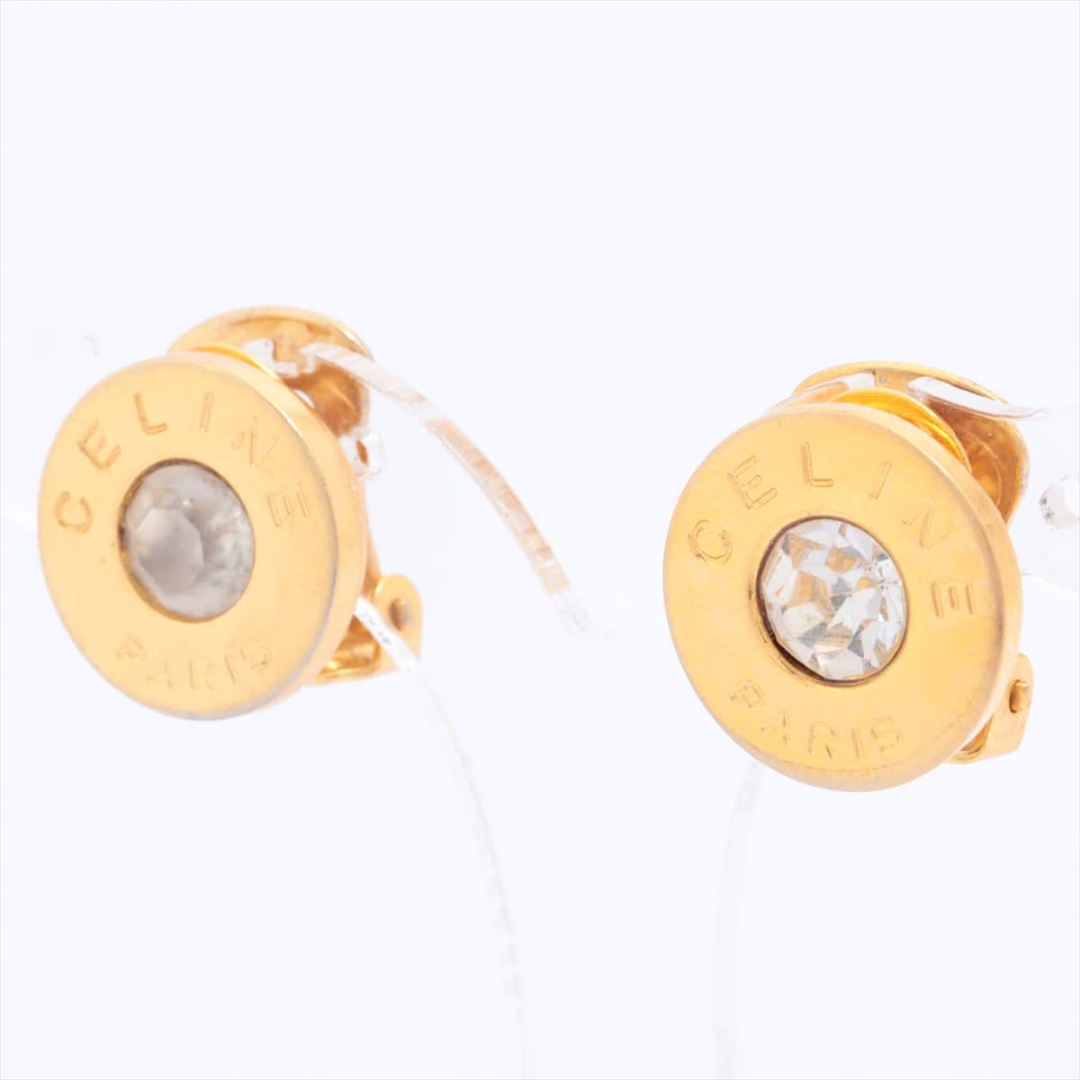 CELINE Earrings (for both ears) GP Gold Circle logo Zirconia