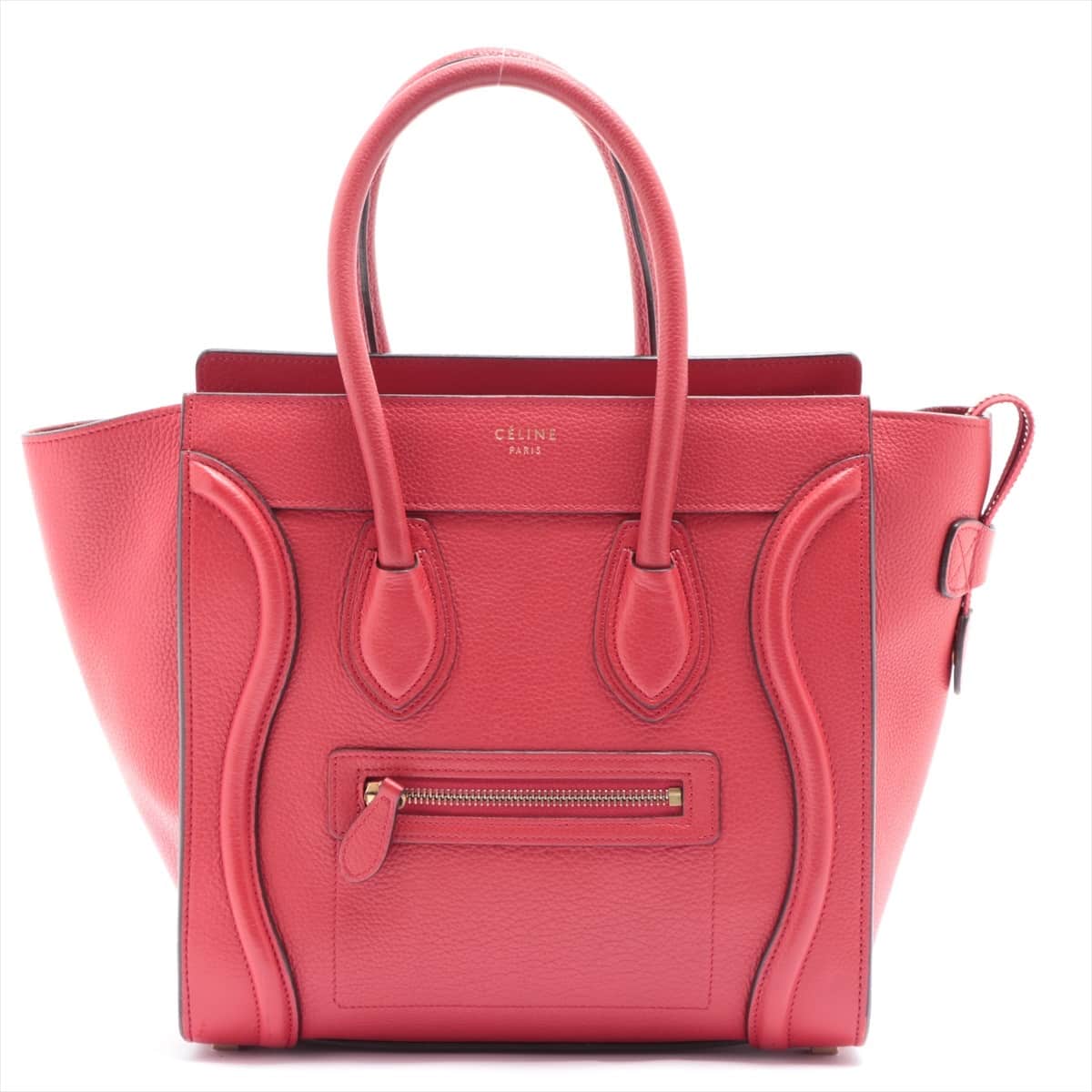 CELINE Luggage Micro Shopper Leather Hand bag Red