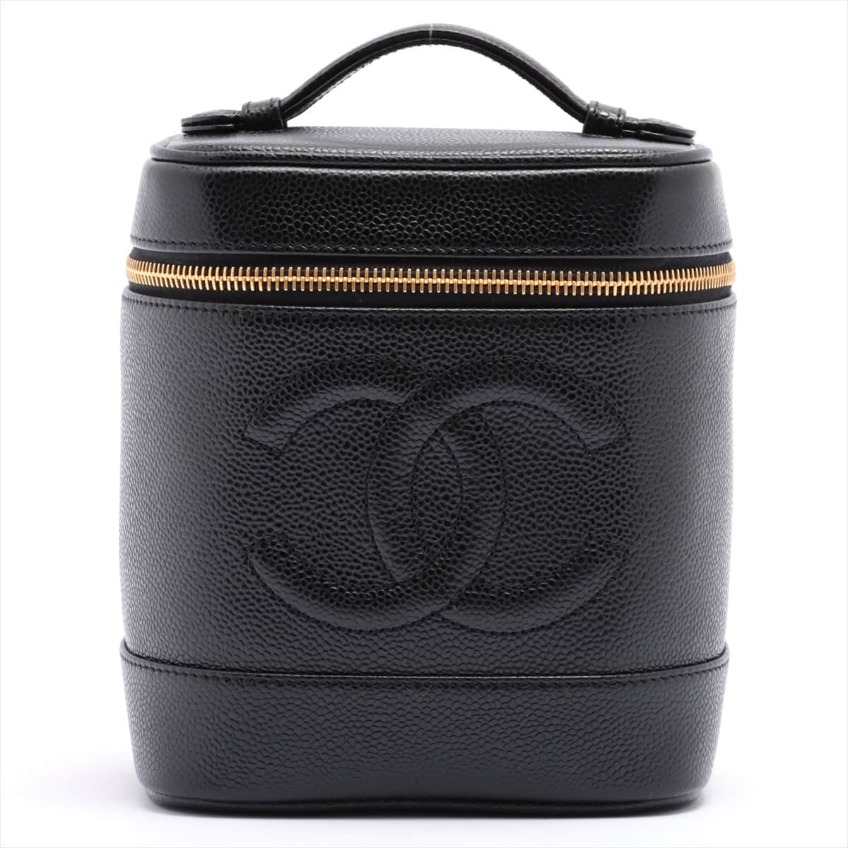Chanel Coco Mark Caviarskin Vanity bag Black Gold Metal fittings 7XXXXXX