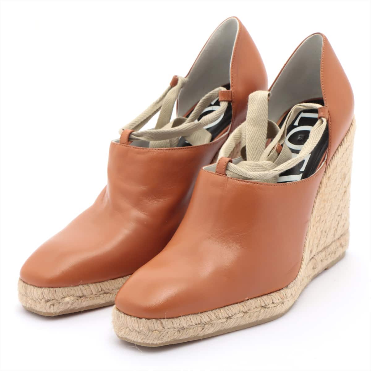 Loewe Leather Wedge Sole Sandals 38 Ladies' Brown