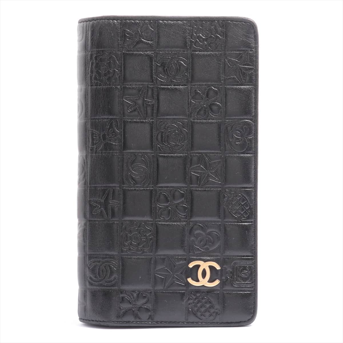 Chanel Icon Leather Wallet Black Gold Metal fittings 8XXXXXX