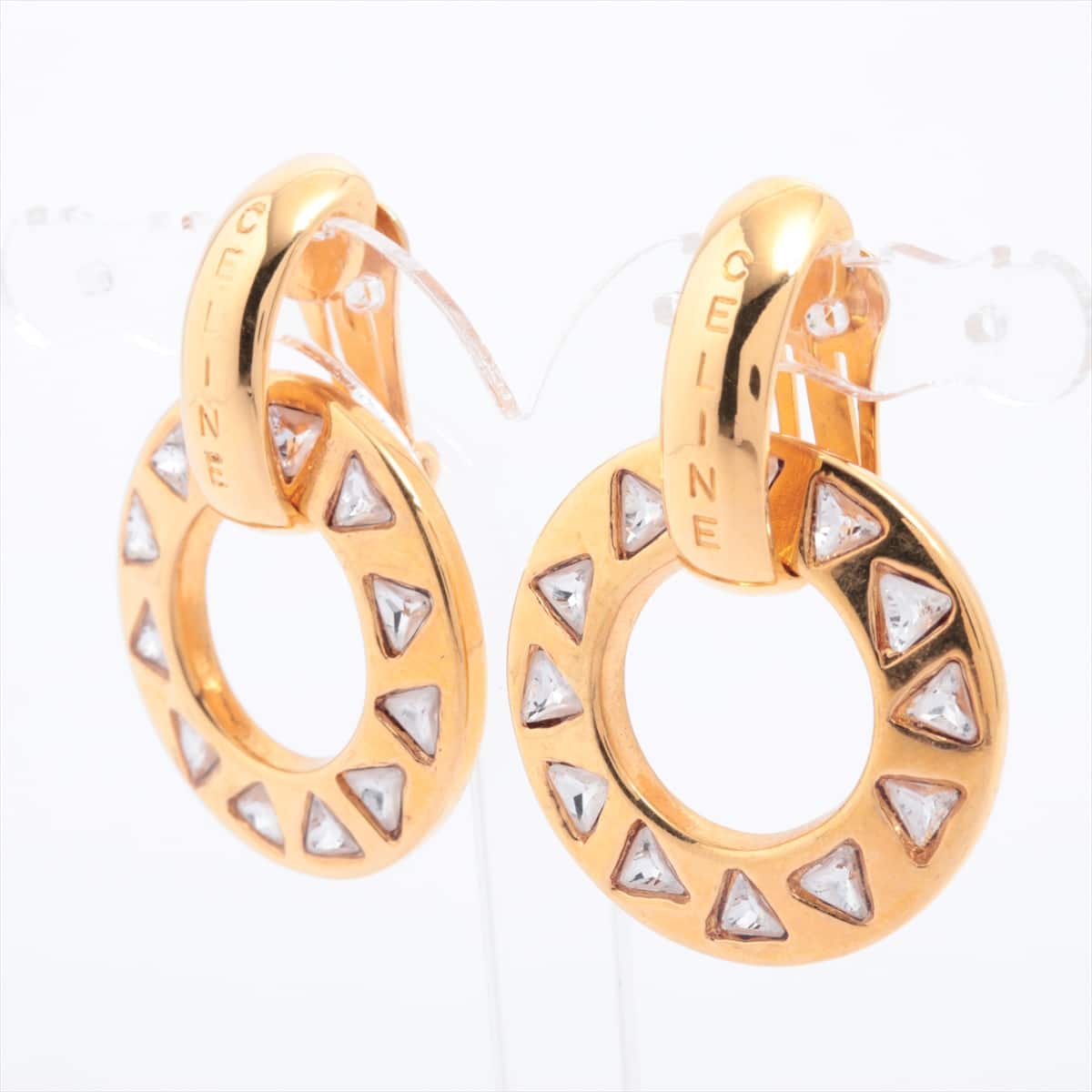 CELINE Earrings (for both ears) GP Gold Rhinestone