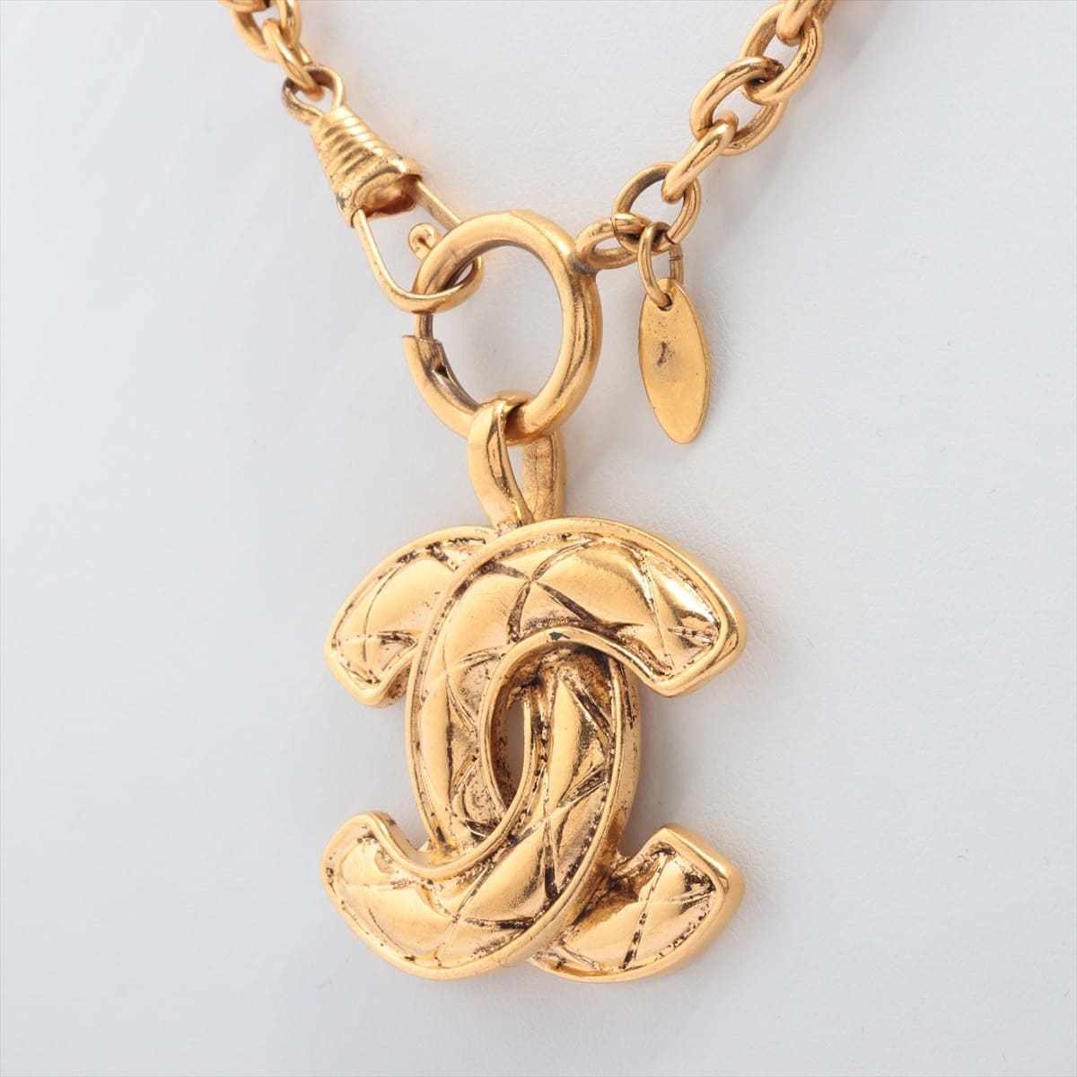 Chanel Coco Mark Necklace GP Gold Matelasse