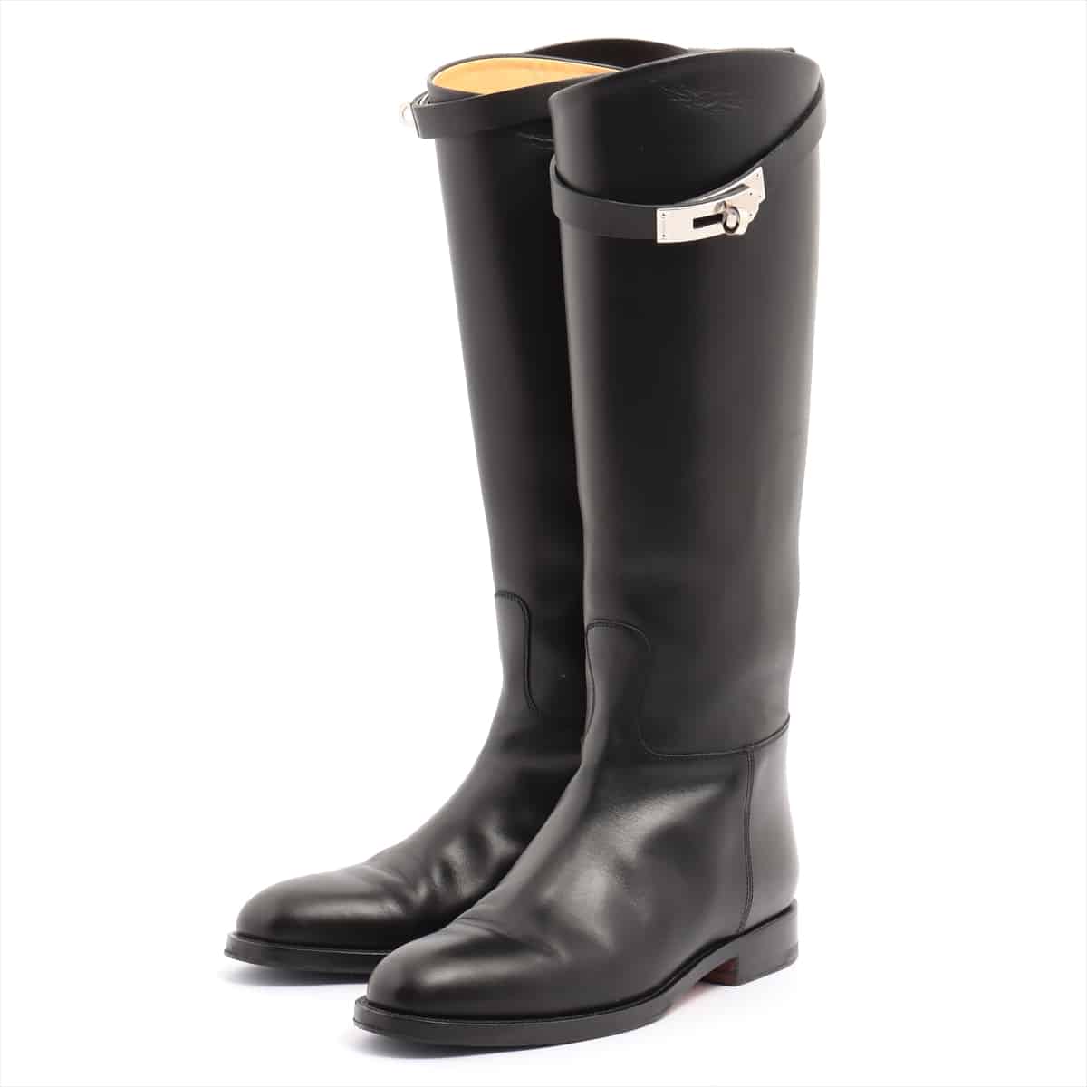 Hermès Leather Long boots 36 Ladies' Black Kelly metal fittings