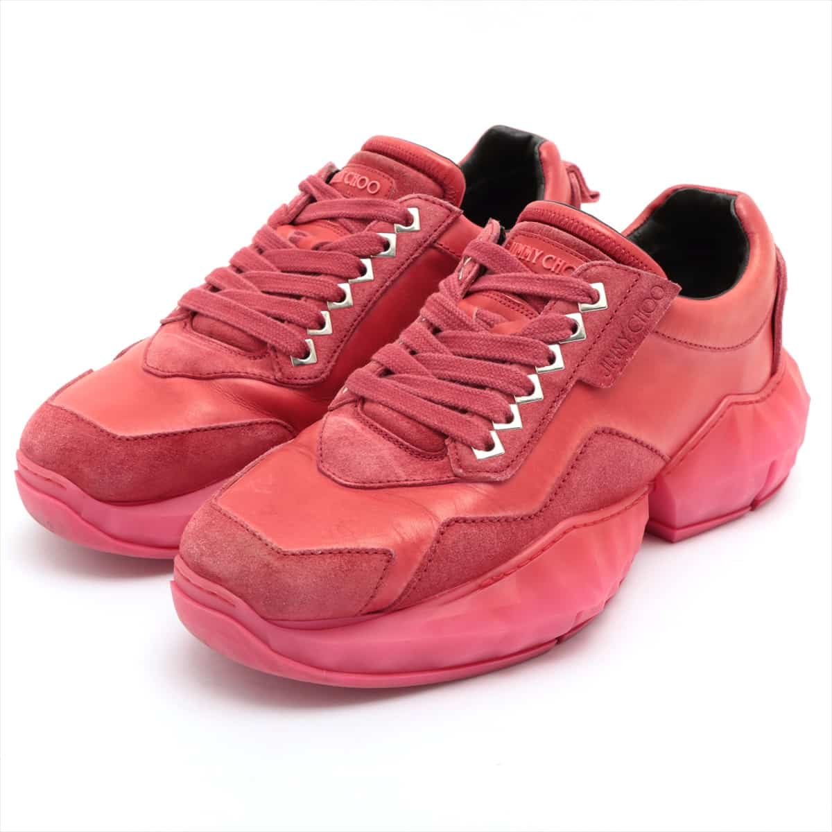 Jimmy Choo Leather & Suede Sneakers 40 Men's Pink Diamond