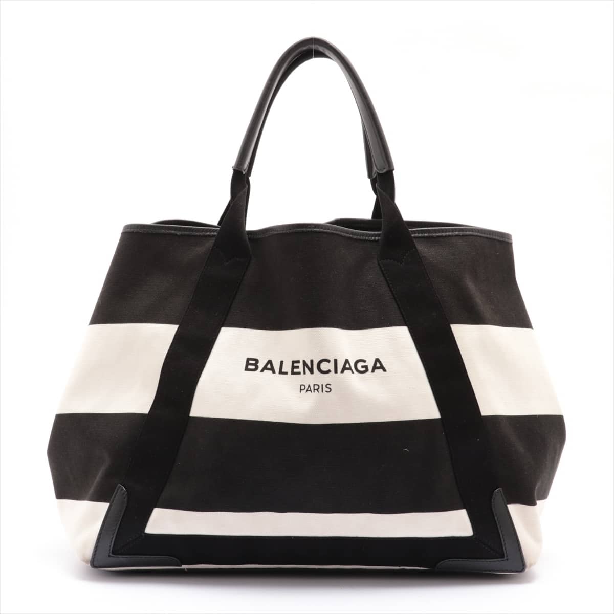 Balenciaga Navy Cabas canvas Tote bag Black × White 339936 with pouch