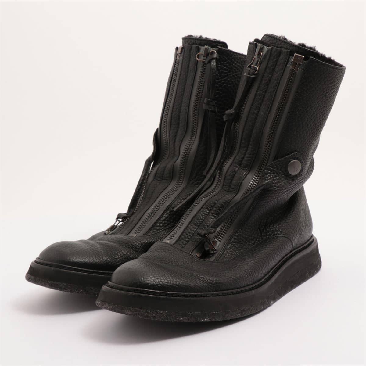 Balenciaga Leather Boots 42 Men's Black double zip