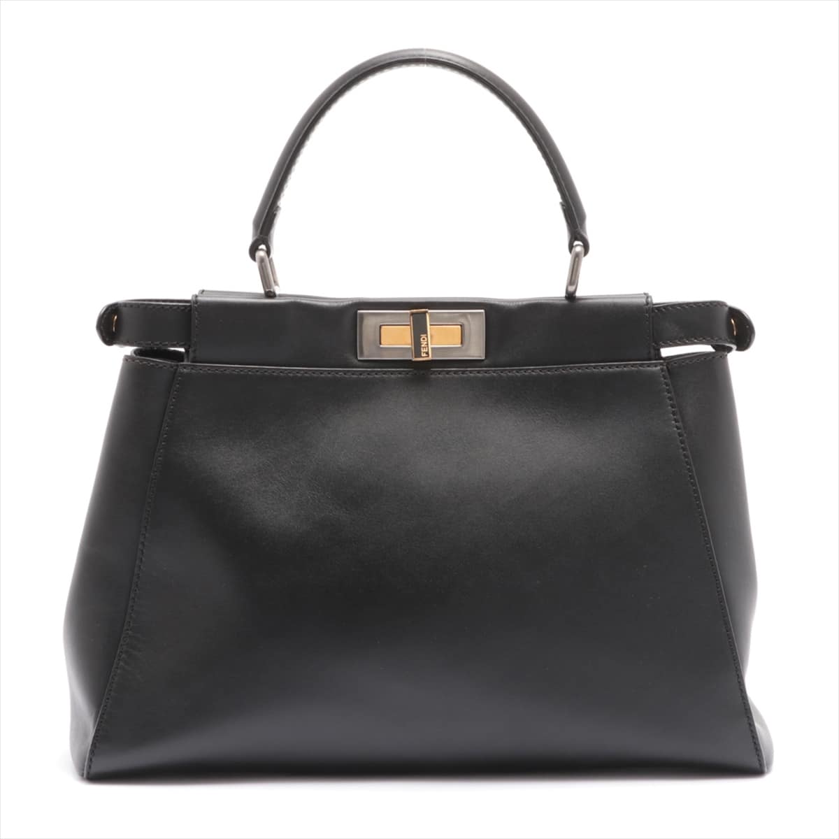 Fendi PEEKABOO REGULAR Leather 2way handbag Black