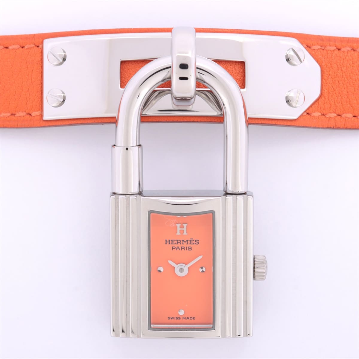 Hermès Kelly Watch KE1.210 SS & Leather QZ Orange dial