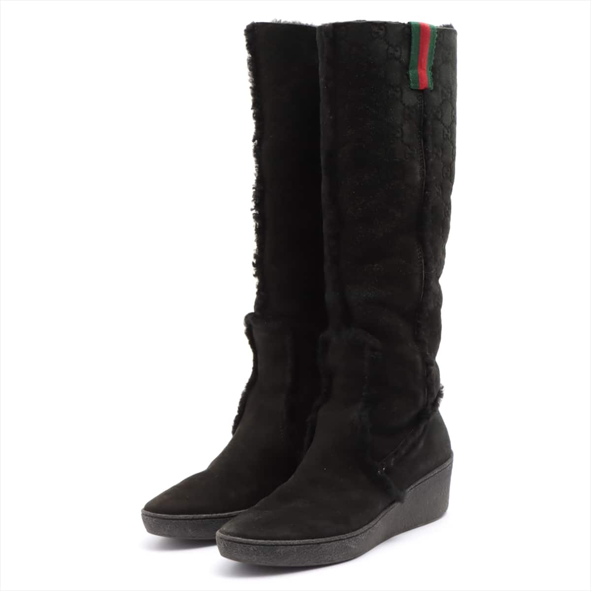 Gucci Sherry Line Suede Long boots 37 Ladies' Black