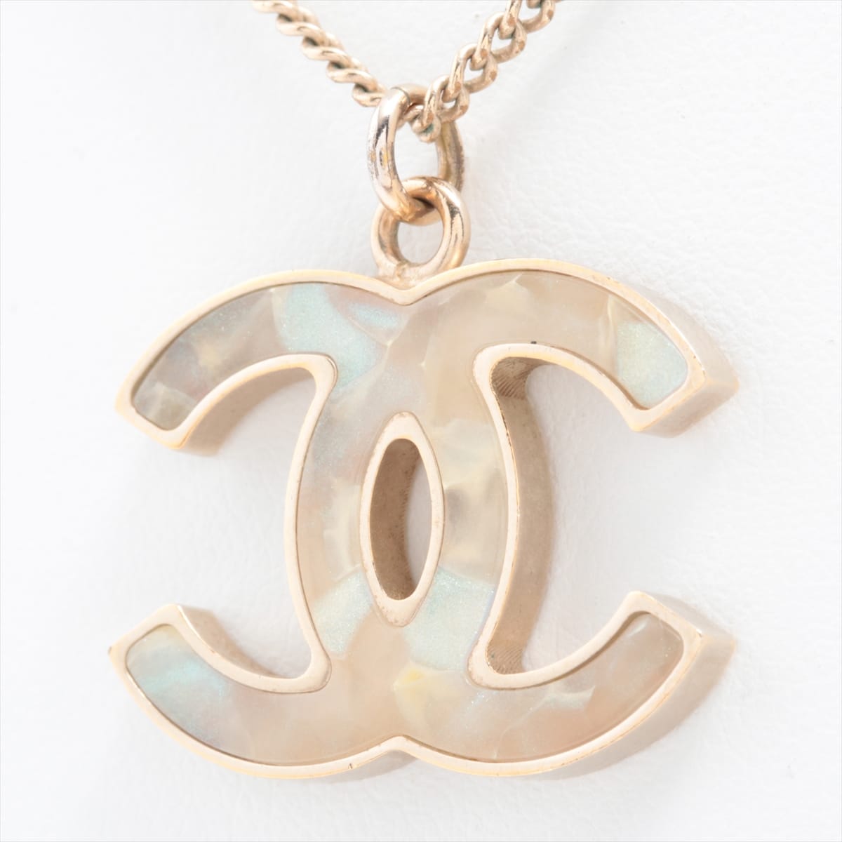 Chanel Coco Mark B11A Necklace GP x Shell Gold