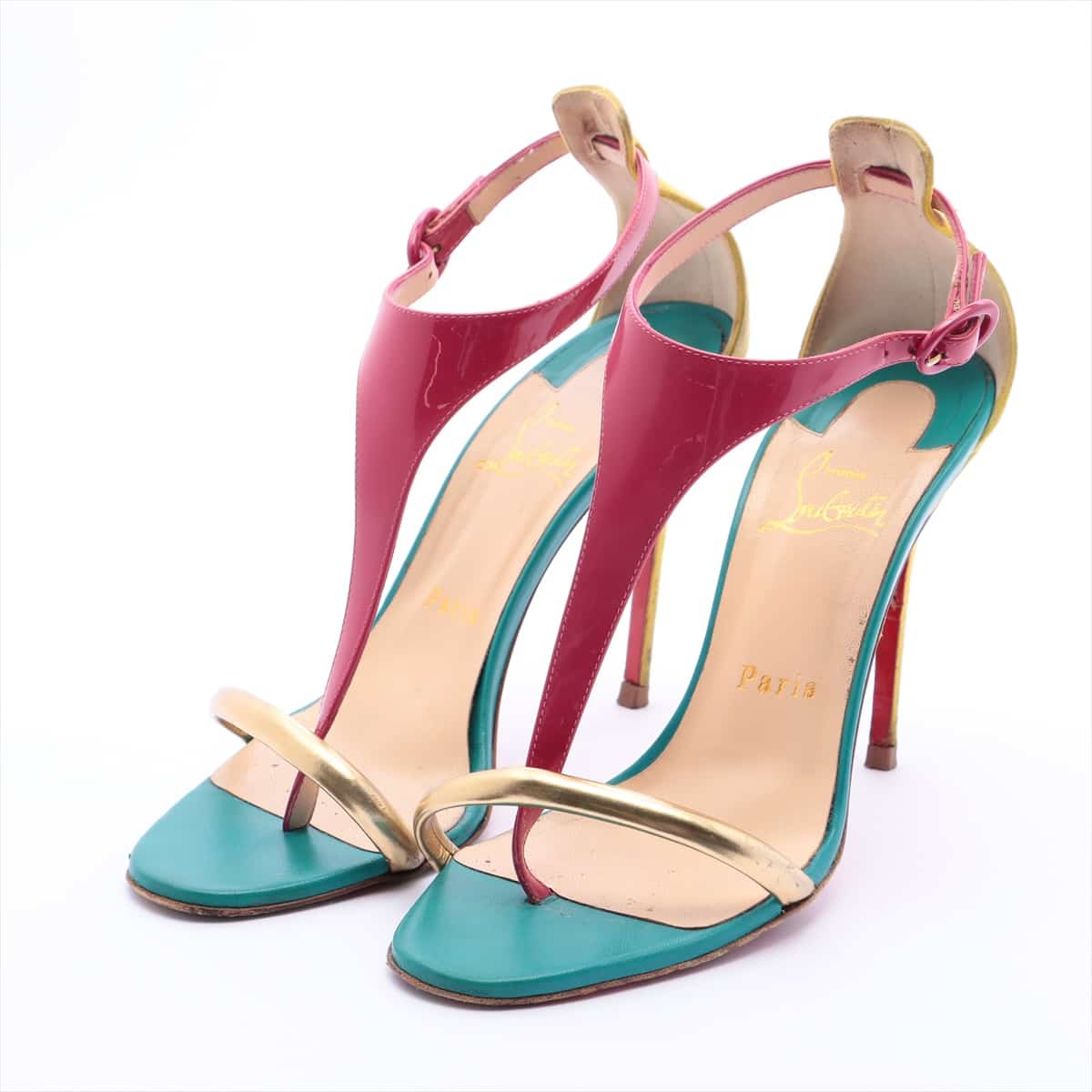 Christian Louboutin Suede x patent Sandals 37.5 Ladies' Multicolor