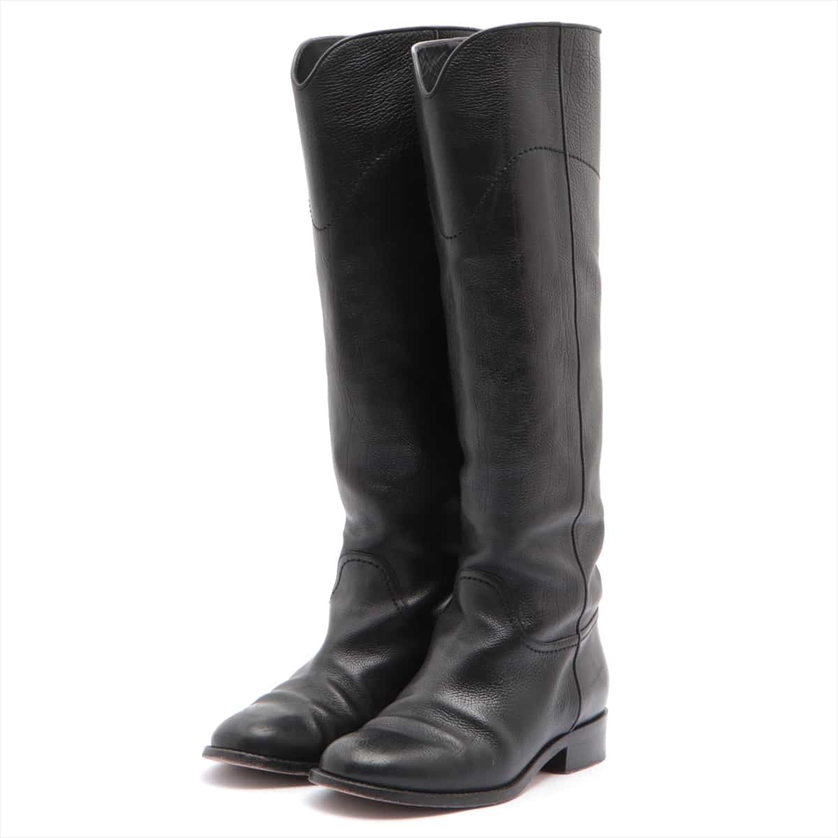 Chanel Coco Mark Leather Long boots 37 Ladies' Black
