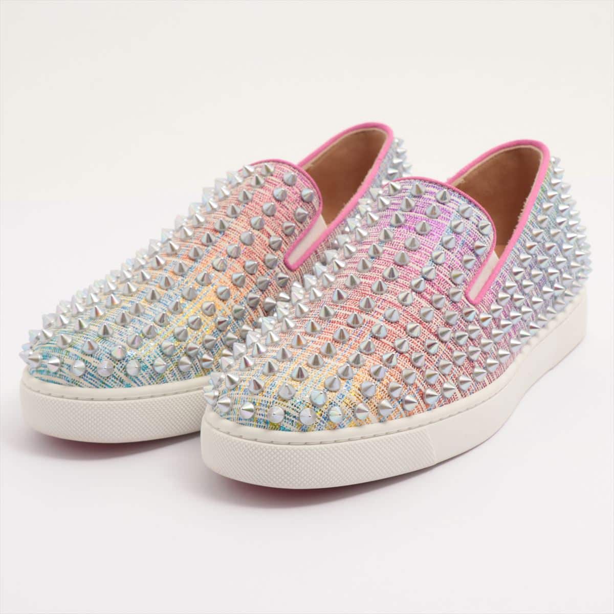 Christian Louboutin roller boat Leather Slip-on 38 Ladies' Multicolor Spike Studs