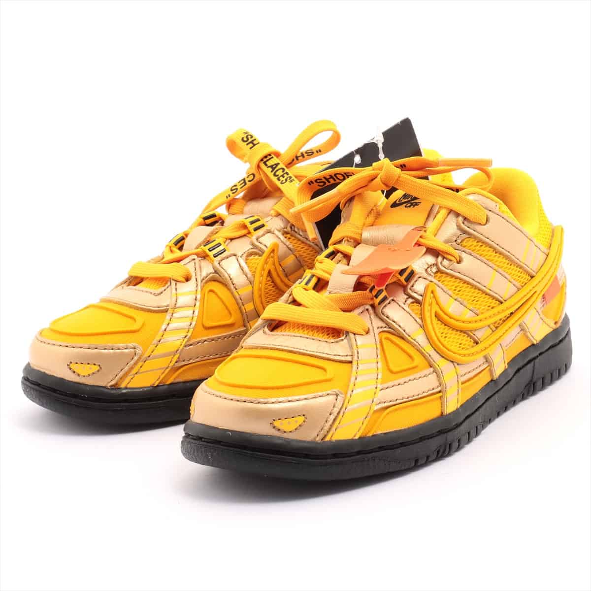 NIKE × OFF-WHITE Leather × Rubber Sneakers 18cm Kids Yellow