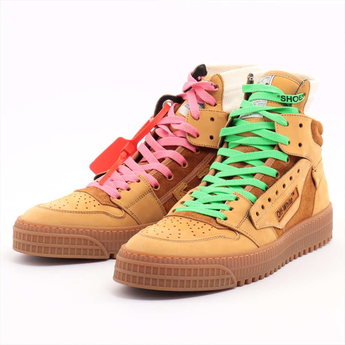 Off-White Leather High-top Sneakers 42 Men's Brown