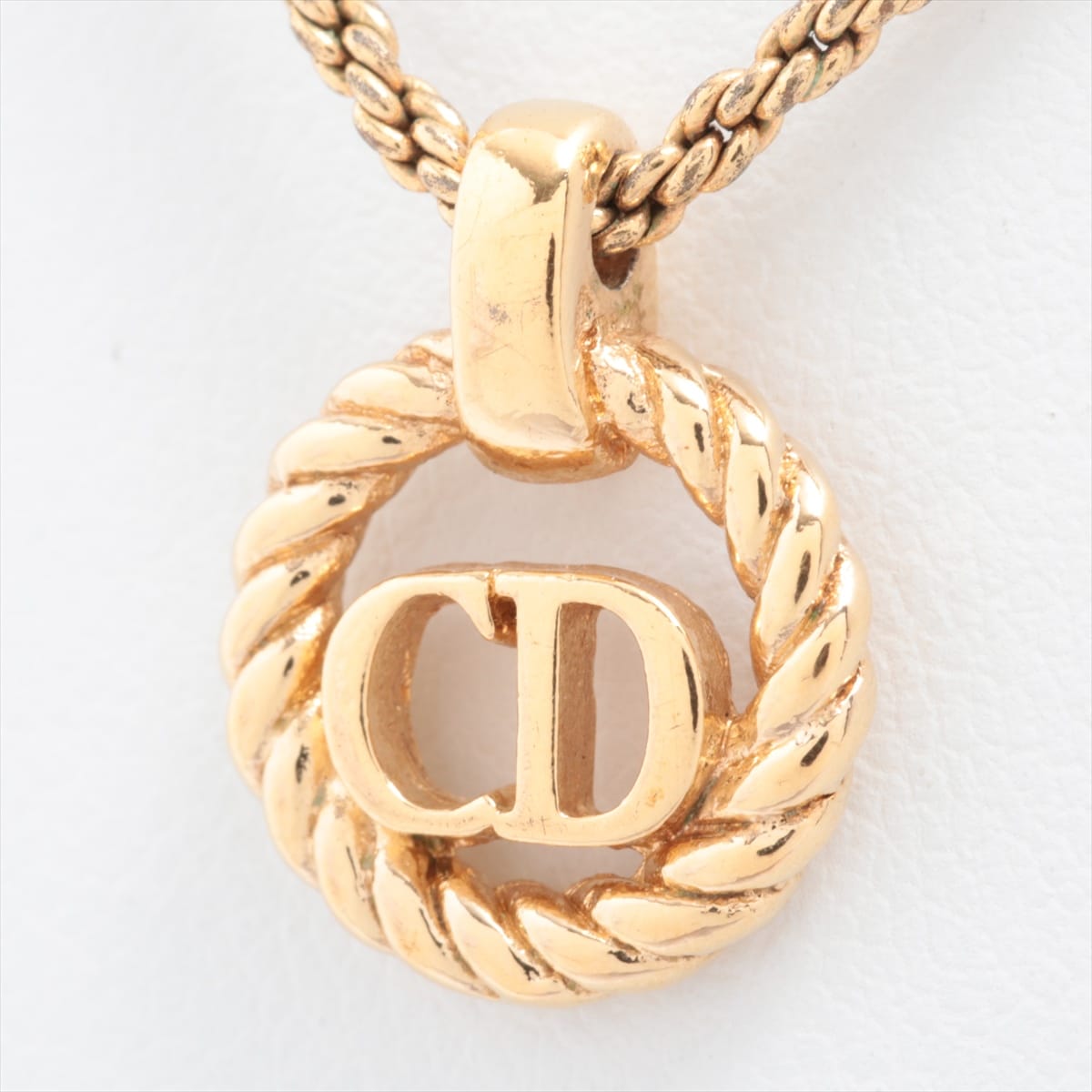 Christian Dior CD logo Necklace GP Gold