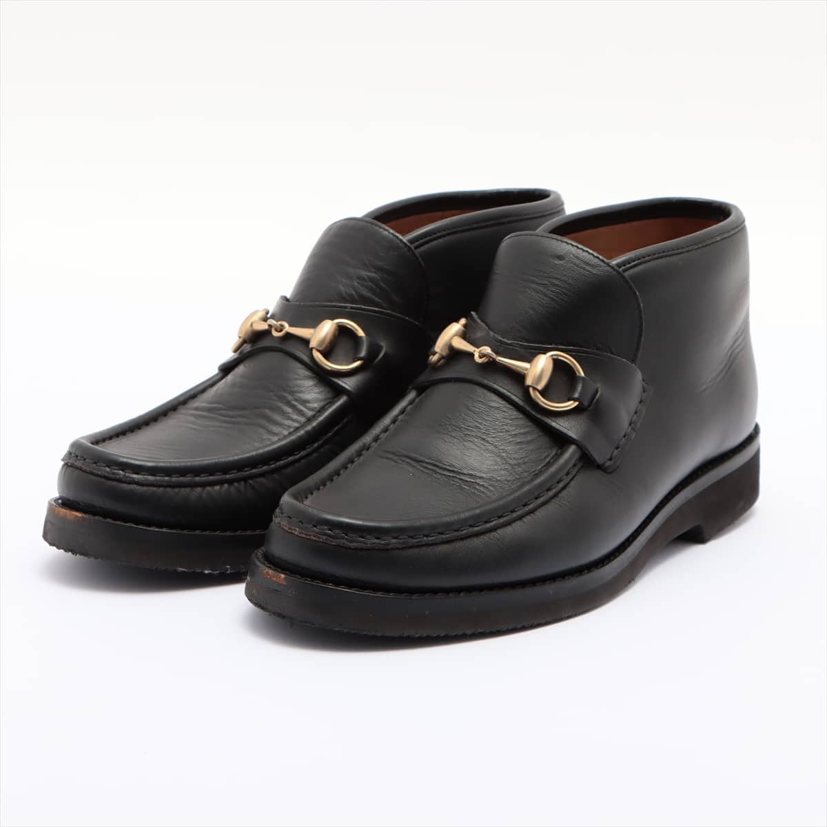 Gucci Horsebit Leather Short Boots 39E Men's Black Resoled.